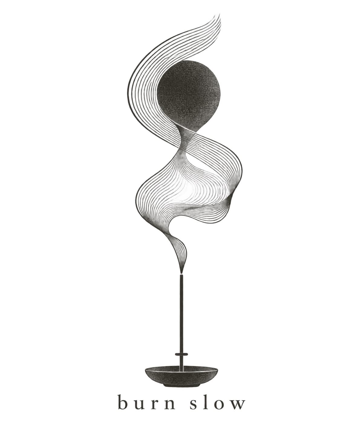 EMBR HOUSE BURN SLOW Ink art print on a light background